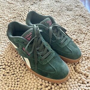 Reebok Olive Green Suede Sneakers